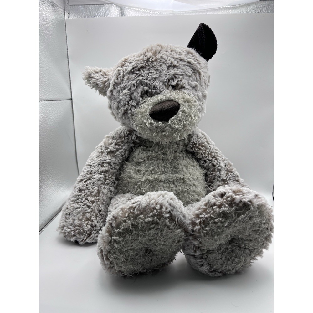 DEMDACO Giving Collection Plush Bear 12 Inch Gray Stuffed Animal Mismatched Ears - Picture 2 of 14